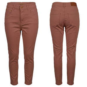 Jean décontracté pour femme, taille mi-haute, cinq poches, coupe droite, teint en pièce, lavable, respirant, longueur intégrale, 7,23 oz, Printemps-Été - Product Image 3