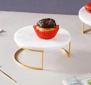 Support à gâteau rond en métal pour mariage et anniversaire avec plateau en marbre - Décoration de service résistante à la chaleur - Product Image 3