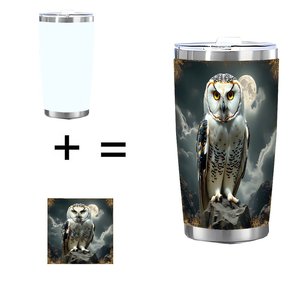 20oz Stainless Steel Tumbler Double Wall Insulated With Owl Design <b>For</b> <b>Hot</b> Cold <b>Drinks</b> - Product Image 1