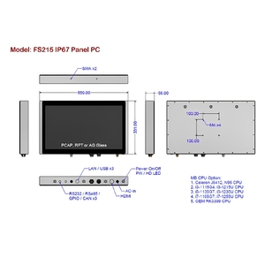 21.5" Fully IP67 Waterproof Industrial Marine Panel PC Touch Screen (PCAP/Resistive), Option: Internal <b>UPS</b> - Product Image 4