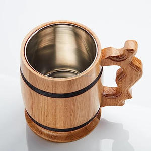 Jarra de cerveza hecha a mano, taza de acero inoxidable de madera de roble, barril de onzas ecológicas naturales, taza de té de cerveza de madera marrón, exportación mundial Falak - Product Image 6