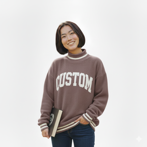 เสื้อสเวตเตอร์ไหมพรมคอเต่าทรงโอเวอร์ไซส์สำหรับผู้หญิง พิมพ์ลายตัวอักษรตามสั่ง สวมใส่สบายๆ ในฤดูใบไม้ร่วง - Product Image 5