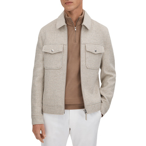 Autumn Winter <b>Men's</b> Woven Wool <b>Coat</b> Lapel Collar Casual Zipper Sports Jacket Fashion Warm Outerwear - Product Image 1