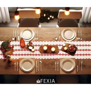 Runner da Tavola Natalizio Rosso 13x72 Pollici, Decorazione Rustica Boho per Tavola Natalizia in Stile Fattoria - Product Image 4