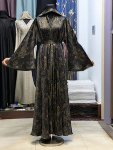 Best 2026 Wholesale Umbrella Abaya Stone Work Handmade Sequined Arabic Dubai Style Full Flare Nida Fabric Evening Party Dress - Product Image 3