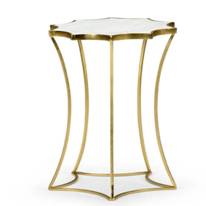 Modern Design Metal Star Accent <b>Table</b> With <b>White</b> Marble Top - Product Image 1