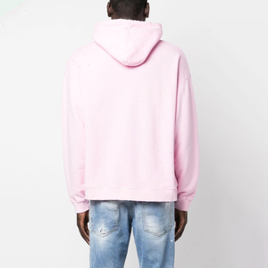 Sudadera con capucha rosa para hombre, estilo vintage, con efecto deslavado y desgastado por el sol, de tejido grueso, para invierno, lisa - Product Image 3