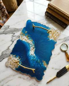 Elegant Resin Organizer <b>Tray</b> For Serving Coffee <b>Snacks</b> Drinks And Decorative Table Arrangement Purpose - Product Image 1