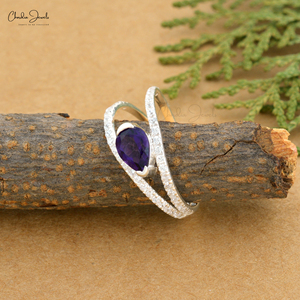 7X5MM Pear Cut Amethyst Gemstone Wedding <b>Ring</b> 925 Sterling Silver Cubic Zircon Stone Engagement <b>Ring</b> Fashion Jewelry for Women - Product Image 3