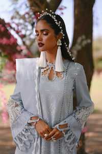 Light <b>Blue</b> Embroidered Salwar Kameez Women's Indian Pakistani Outfit Lawn Ethnic Wear for Wedding Party 3pc Stitched - Product Image 3