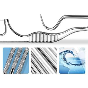 Juego de 2 Palillos de Dientes Portátiles de Acero Inoxidable, 7 Piezas, Kit de Limpieza Dental Metálico Reutilizable para Picnic al Aire Libre - Product Image 3