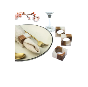 Natural Wooden With Epoxy Resin Napkin <b>Rings</b> For Wedding Dinner Festive Occasion Handmade Napkin Loops For Tableware Accessories - Product Image 1