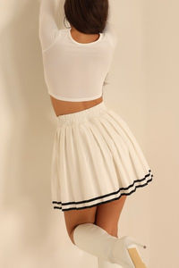 กระโปรงกีฬาเอวสูงสำหรับผู้หญิง ผ้าระบายอากาศ แห้งเร็ว มีกางเกงซับใน เหมาะสำหรับเล่นเทนนิส กีฬา ออกกำลังกาย หรือกิจกรรมกลางแจ้ง - Product Image 3