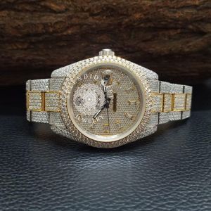 Reloj de Lujo con Diamantes, Regalo Espléndido, 28mm, Moissanita, Plata, Analógico, Movimiento de Cuarzo ETA, Día/ Fecha, Cristal de Zafiro, Escondido - Product Image 6