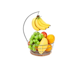 Soporte de metal plateado para plátanos, estante decorativo de metal plateado con cesta de metal para frutas, ideal para la cocina del hogar. - Product Image 1