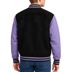 Chaqueta Varsity de Alta Calidad para Hombre, 100% Algodón, con Capucha, Impermeable, con Logotipo Personalizado en la Parte Delantera, Cálida, de Dos Tonos, Estilo Urbano para Invierno - Product Image 6