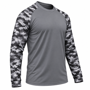 Chemise de pêche pour hommes en gros, protection UV, manches longues raglan, chemise de travail, couleur unie, chemise de performance personnalisée pour hommes - Product Image 3
