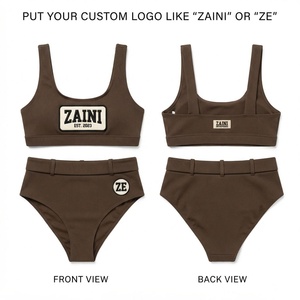 Conjunto de Bikini para Mujer Premium, 220 GSM, Tela 100% Poliéster, Top Racerback, Braguita con Botones, Color Turquesa Contorno, Colores Personalizados - Product Image 1
