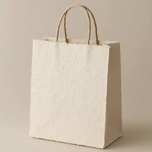 Bolsa de Papel Kraft de Bambú con Asas Retorcidas, Impresión Flexográfica, Diseño Moderno, Ecológica, Biodegradable, Resistente, para Supermercado - Product Image 1