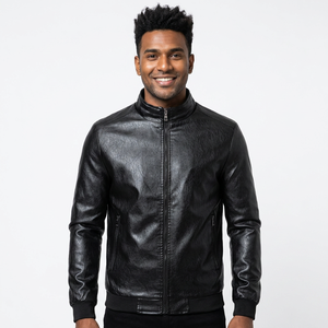 Custom <b>Men's</b> High Quality Fashion Wears <b>Leather</b> <b>Jacket</b> Winter Custom Design Pu for <b>Men</b> Canvas Fabric <b>jacket</b> for <b>men</b> - Product Image 1