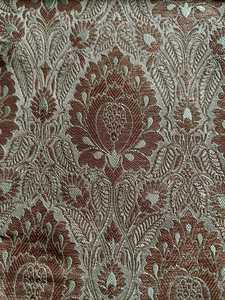 Tissu brocart de soie à motif végétal, tissé jacquard, poids moyen, voile, textile de maison - Product Image 3