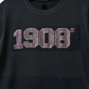 Women Black Rhinestone Graphic T Shirt Short Sleeve Cotton Casual <b>Top</b> Bling Letter Design Fashion Daily Wear Stylish Apparel - Product Image 6