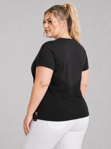 Nouveauté - T-shirt pour femme en coton 100% écologique, manches courtes, coupe classique, couleur unie, vêtements d'été - Product Image 3