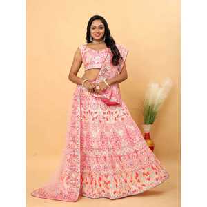Lehenga Choli de Diseño para Boda en Poliéster con Bordado de Hilos Multicolor, Elegante y con Estilo - Product Image 1