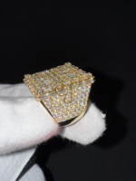 Bague de championnat pour homme, tendance, originale, en argent 925 plaqué or, sertie de moissanite de qualité supérieure, avec un grand carré de diamants invisibles