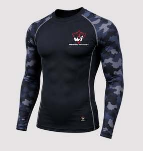Haut de compression à manches longues pour homme, séchage rapide, pour entraînement sportif et fitness, motif camouflage bleu - Product Image 2