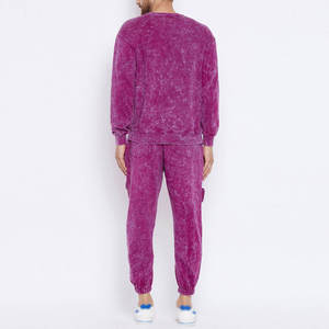 Chándal de invierno liso de talla grande con lavado ácido, estilo urbano, 100% algodón transpirable, con logo personalizado y patrón sólido, con capucha. - Product Image 1
