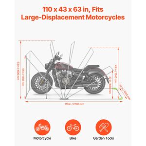 Abri de rangement pour moto tout temps robuste en tissu Oxford 600D, tente de garage pliable avec serrure de sécurité - Product Image 2