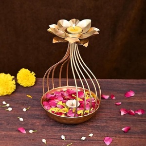 Classy Hanging <b>Wire</b> Leaf Design T <b>Light</b> Holder With 8 Holders for Diwali Decor and Easter Decoration - Product Image 3