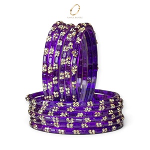 Vente en gros de bracelets en verre violet goutte de pluie de style cachemire, décoratifs, plaqués or, avec cristaux, pour femmes, à prix de gros - Product Image 3