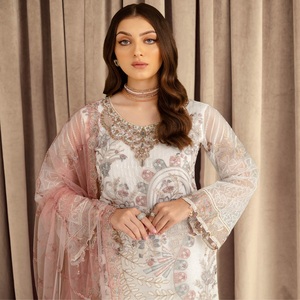 Ramsha Vol M-7 Long Maxi Frock Embroidered Organza Three Piece Punjabi Suits for Women <b>Eid</b> <b>Dresses</b> Heavy Party Wear - Product Image 2