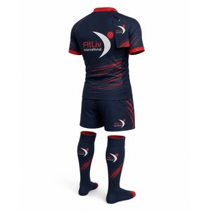 Conjunto de Uniforme de Rugby para Hombre FitLiv International, Jersey, Pantalones Cortos y Calcetines Sublimados en Rojo Marino, Ropa Deportiva Transpirable de Poliéster para Adultos - Product Image 6