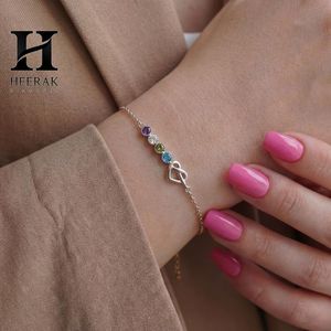 Collar de Cadena de Eslabones de Latón Chapado en Oro con Colgante de Corazón Infinito y Zirconia de Piedra Natal, Pulsera, Regalo para Mujer - Product Image 5