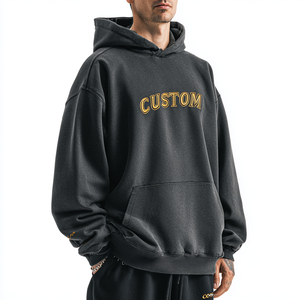 Sweat à capuche pour homme personnalisé, 100% coton molletonné, poids lourd, grande taille, broderie personnalisée, respirant, écologique - Product Image 4