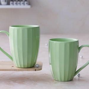 Ensemble de tasses à café en céramique bicolore moderne avec finition mate, poignée carrée robuste, design durable pour servir du thé ou du café - Product Image 4