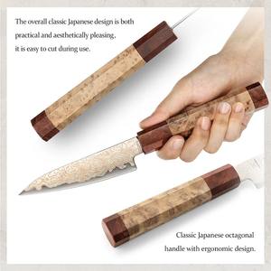 Juego de Cuchillos de Chef Hechos a Mano con Acero de Damasco y Cobre, Madera y Nudo de Padauk, con Funda, de Alta Calidad, para Supervivencia, Camping y Cocina, OEM - Product Image 6