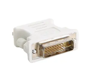 Putih Nikel Disepuh 24 + 5 Pin DVI Pria Wanita Adapter Converter VGA