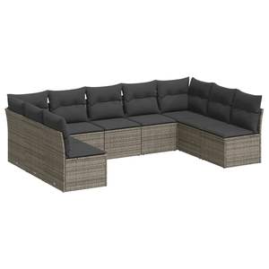 Juego de sofá de jardín de ratán PE gris con pies ajustables grandes Muebles de patio con comodidad y estilo - Product Image 2