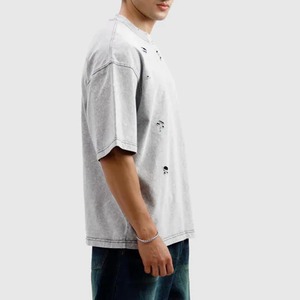 T-shirts vierges vintage usés en gros pour OEM, streetwear, t-shirt à logo imprimé, t-shirt oversize épais - Product Image 6