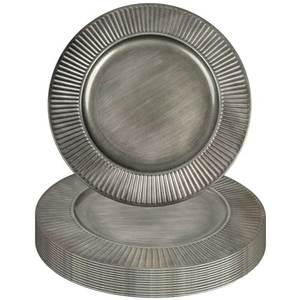 Premium Round Metal Charger <b>Plate</b> with Decorative Rim for Fine Dining Wedding Reception and Party Tables - Product Image 1