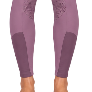 Leggings d'équitation pour femmes, couleur violette, taille haute, extensibles, avec grip en silicone sur toute la surface, pour l'entraînement et la compétition - Product Image 3