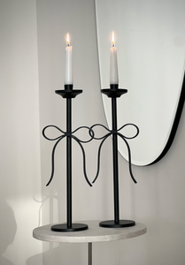 Elegant Metal Candle <b>Holder</b> Set with <b>Bow</b> Design Decorative Taper Candle Stand Table Centerpiece Home Wedding Event Decor - Product Image 3