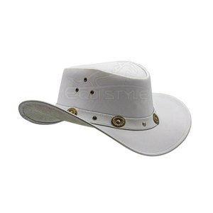 Sombreros de Vaquero de Cuero Genuino con Conchos de Latón, Ala Ancha, Ligeros, Diseño Único, para Exteriores, Rancho, Sombreros Occidentales Personalizados - Product Image 4