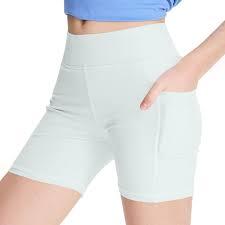 Shorts de sport 2-en-1 pour femmes avec poches, motif uni, shorts de gym, shorts de course, shorts de yoga - Product Image 2