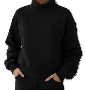 Sweat-shirt pull-over surdimensionné en tricot noir réversible à col roulé et manches longues pour femme, nouvelle collection OEM, haute qualité, idéal pour l'hiver - Product Image 1