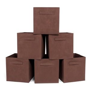 Set di 6 Scatole Portaoggetti in Tessuto Non Tessuto Marrone di Alta Qualità per Organizzazione Vestiti - Product Image 4